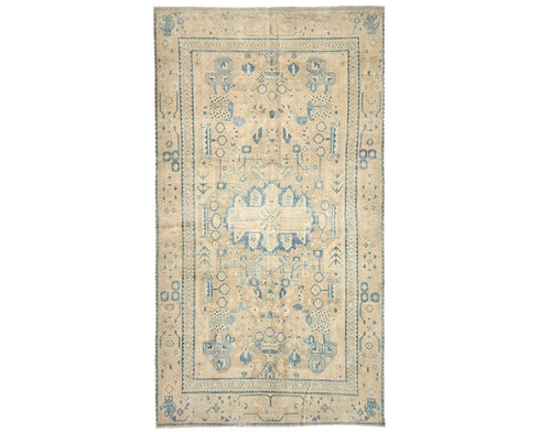 5x9 Vintage Brown Persian Style Hand Knotted Low Pile Wool Area Rug